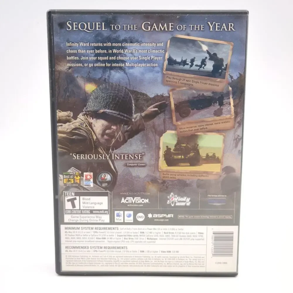 Call of Duty 2 Mac DVD Video Game Multiplayer FPS WWII